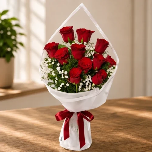 Strauß mit 11 roten Rosen
