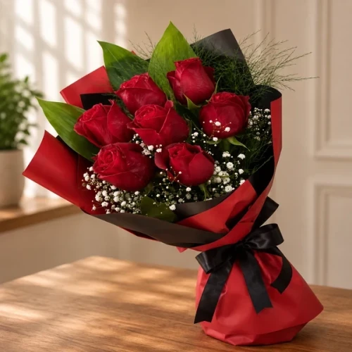 Strauß mit 7 roten Rosen