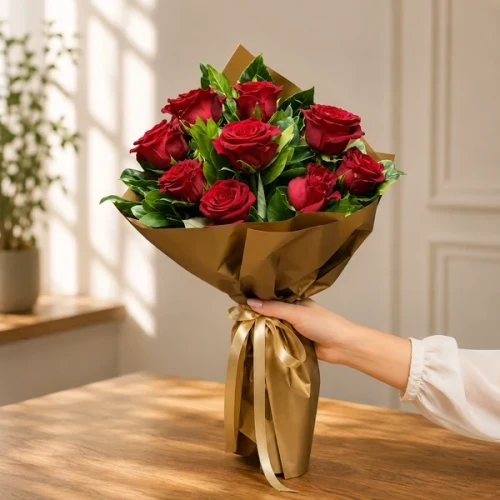 Strauß mit 9 roten Rosen